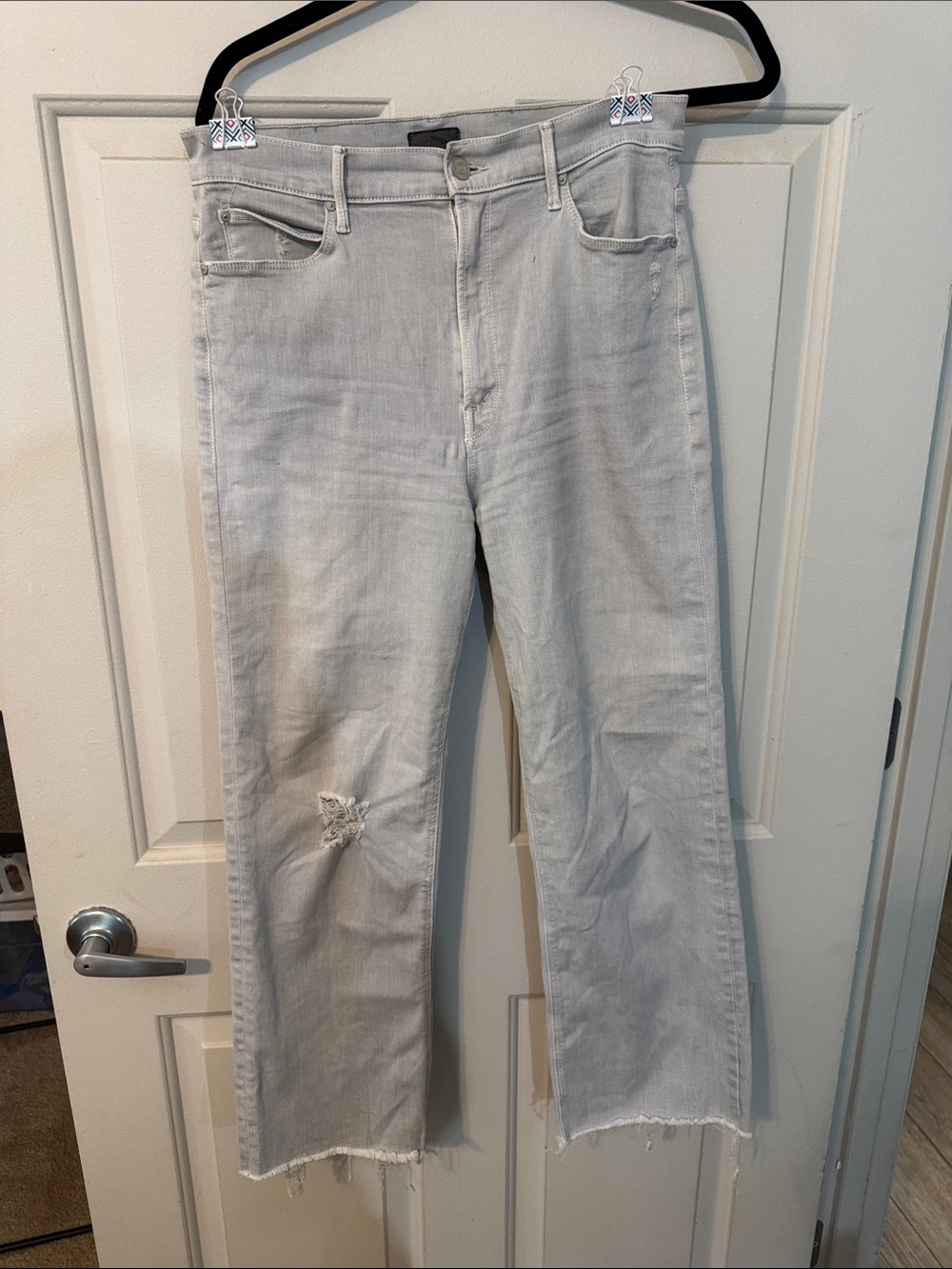MOTHER Light Gray Straight-Leg Women's Jeans